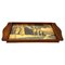 Art Nouveau Tray with Wood Panel with Glass and Landscape Decoration 1