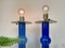 Grandes Lampes en Verre Bleu de Holmegaard, Danemark, 1960s, Set de 2 11