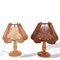 Mid-Century French Brown Wooden Bedside Table Lamps, 1960s, Set of 2, Image 1