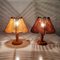Braune französische Mid-Century Nachttischlampen aus Holz, 1960er, 2er Set 4