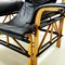 Vintage Italian Black Leather & Wood Lounge Chair, Image 7