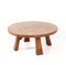 Mid-Century Modern Rustic Brutalist Oak Round Coffee Table, 1950s 1