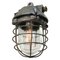 Vintage Industrial Grey Metal Clear Glass Pendant Lights, Image 3