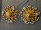 French Ceiling Lights in Floral Golden Metal and Crystals, 1950s, Set of 2 1