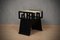 Tavolino quadrato Mid-Century laccato nero in pelle di capra, anni '50, set di 2, Immagine 7