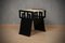 Tavolino quadrato Mid-Century laccato nero in pelle di capra, anni '50, set di 2, Immagine 5