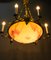 Art Deco Gilded Chandelier with Original Glass Shade, 1920s, Image 12