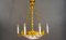 Art Deco Gilded Chandelier with Original Glass Shade, 1920s 1
