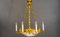 Art Deco Gilded Chandelier with Original Glass Shade, 1920s, Image 1