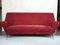 Mid-Century Red Velvet Curved Sofa by Gigi Radice for Minotti, Image 1
