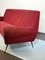 Mid-Century Red Velvet Curved Sofa by Gigi Radice for Minotti, Image 6
