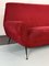 Mid-Century Red Velvet Curved Sofa by Gigi Radice for Minotti, Image 4