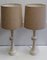 Vintage Table Lamps with Creamy White, Profiled Pillar Foot & Gem Fabric Shade, 1970s, Set of 2 1