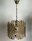 Vintage Italian Brass & White and Smoked Glass Ceiling Lamp from Giemme, 1970s, Image 1