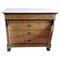 French Louis XVIII Style Chest of Drawers in Walnut with Carrara Marble Top 1