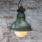 Lampe à Suspension Industrielle Vintage en Verre Opalin Gris Vert 6