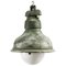 Lampe à Suspension Industrielle Vintage en Verre Opalin Gris Vert 1
