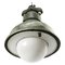 Lampe à Suspension Industrielle Vintage en Verre Opalin Gris Vert 4