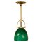 Italian Green Glass and Brass Pendant in the Style of Stilnovo, 1950s 1