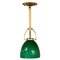 Lampe à Suspension en Verre Vert et Laiton, Italie, 1950s 1