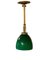 Italian Green Glass and Brass Pendant in the Style of Stilnovo, 1950s 3