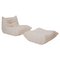 White Bouclé TOGO Armchair & Footstool by Michel Ducaroy for Ligne Roset, Set of 2, Image 1