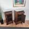 Antique Italian Walnut Burl and White Marble Night Stands, Set of 2 6