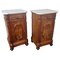 Antique Italian Walnut Burl and White Marble Night Stands, Set of 2, Image 1