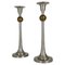Art Deco Candelholders in Pewter and Brass, Sweden, 1930s, Set of 2 1