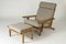 Lounge Chair and Footstool by Hans J. Wegner for Getama, Set of 2 3