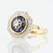 French Art Deco Style Octagonal Sapphire and Diamonds Ring in 18 Karat Yellow Gold 3
