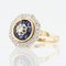 French Art Deco Style Octagonal Sapphire and Diamonds Ring in 18 Karat Yellow Gold, Image 3