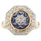 Bague Saphir Octogonale et Diamants de Style Art Déco en Or Jaune 18 Carat 1