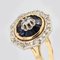 French Art Deco Style Octagonal Sapphire and Diamonds Ring in 18 Karat Yellow Gold 4