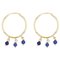 Boucles d'Oreilles Modernes en Perles de Verre Bleues et Or Jaune 18 Carats 1