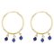 Modern Blue Glass Pearls and 18 Karat Yellow Gold Hoop Earrings 1