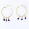 Modern Blue Glass Pearls and 18 Karat Yellow Gold Hoop Earrings 3