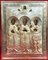 Antikes russisches Bild der Heiligen Antonius, John und Eustathius in einem silbernen Rahmen 1