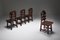 Brutalist Modern Stained Oak Dining Set, Set of 5 8