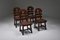 Brutalist Modern Stained Oak Dining Set, Set of 5 7