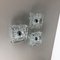 Modernist Ice Cube Glass Wall Lights from Hillebrand, Germany, 1970s, Set of 3 4