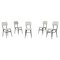 Italienische Mid-Century Stühle aus schwarzem Metall & gestreiftem Stoff, 1950er, 5er Set 1