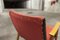 Scandinavian Honey-Colored Beech, Red Fabric & Black Skai Armchair, 1950s 12