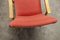 Skandinavischer Sessel aus honigfarbener Buche, rotem Stoff & schwarzem Skai, 1950er 23