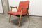 Skandinavischer Sessel aus honigfarbener Buche, rotem Stoff & schwarzem Skai, 1950er 15
