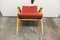 Skandinavischer Sessel aus honigfarbener Buche, rotem Stoff & schwarzem Skai, 1950er 2