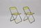 Space Age Plia Folding Chairs in Yellow by Giancarlo Piretti, Italy, 1969, Set of 2 1