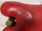 Mid-Century Kamelsattel oder Fußhocker mit rotem Lederaufdruck 12