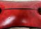 Mid-Century Camel Saddle or Footstool with Printed Red Leather 16