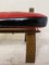 Mid-Century Camel Saddle or Footstool with Printed Red Leather, Image 4